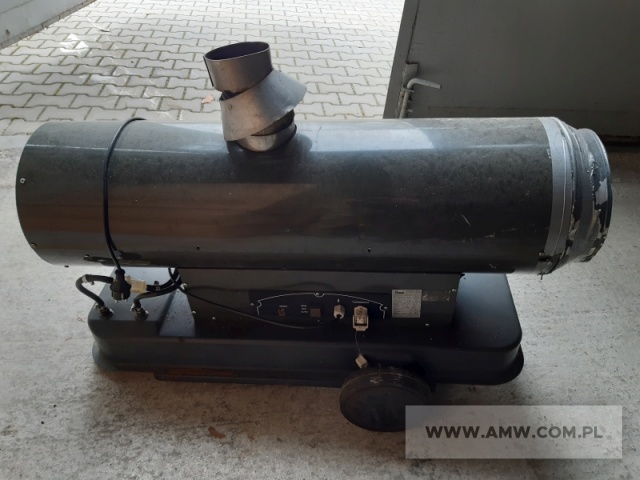 Nagrzewnica powietrza FARMER P20 (zasilanie: 230 V, 50 Hz, 0,25 kW, moc cieplna: 20 kW, wydatek wentylatora: 1750 m3/h powietrza, przenośna, zasilana olejem opałowym lekkim lub olejem napędowym, klasa szczelności IP-44, posiada system odprowadzenia spalin na zewnątrz) 